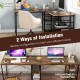 L-shaped computer desk in rustic brown with 4 storage shelves, suitable for corner or long desk setup for home office.