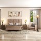 3-piece table and floor lamp set with linen fabric shades, ideal for traditional home decor in living rooms or bedrooms.