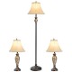 Three-piece lamp set featuring a floor lamp and two table lamps with linen fabric shades, ideal for traditional home.