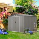 Galvanized steel storage shed, 8 x 6 feet, gray, featuring a sliding door and tilting roof for garden organization.