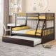 Twin over full convertible bunk bed in espresso with trundle, featuring solid pine wood and full-length guardrails for.