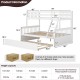 Twin over full convertible bunk bed in white with trundle, solid pine wood, and built-in ladder for versatile sleeping.