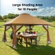13x13 feet pop-up canopy tent with mesh sidewalls, providing ample shade for 10 people during outdoor gatherings.