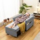 Adjustable gray 3-in-1 convertible sofa bed shown as a lounger, featuring side pockets and a soft linen-like fabric.