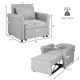 Gray 3-in-1 pull-out convertible sofa bed with adjustable backrest and side pockets, ideal for living room or office.