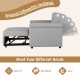 Adjustable backrest of the gray 3-in-1 pull-out convertible sofa bed, showcasing six reclining positions for versatile.