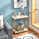 23-inch height end table with a white MDF top and bamboo frame, featuring a bottom shelf for versatile storage.