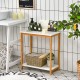 23-inch height 2-tier end table with a bamboo frame and white MDF top, perfect for compact storage in any room.