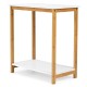 Compact 23-inch height end table with a white MDF top and bamboo frame, featuring a bottom shelf for versatile storage.