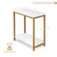 23-inch height 2-tier end table with a bamboo frame and white MDF top, featuring a compact design for versatile storage.