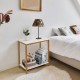 23-inch height 2-tier end table with a bamboo frame and white MDF top, ideal for compact storage in modern living.