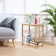 Compact 23-inch bamboo end table with a white bottom shelf, ideal for living room or bedroom storage.