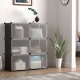 12-cube portable shoe shelf in black, storing 48 pairs of shoes with hooks for bags and accessories, ideal for.