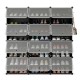 12-cube portable shoe shelves in black, storing 48 pairs with doors for dust protection, ideal for entryway.