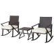 Wicker rocking chair with a 3.2" thick cushion and ergonomic design, offering comfort and style for outdoor seating.