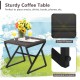 Compact coffee table with solid PP board and adjustable footpads, perfect for snacks and drinks in outdoor settings.