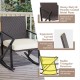 Wicker rocking chair with ergonomic backrest, heavy-duty metal frame, and soft cushions for outdoor relaxation.