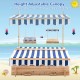 Kids wooden sandbox with height adjustable blue canopy and bench seats, designed for safe outdoor play and sun.
