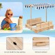 Close-up of the kids wooden sandbox's cut-out handle, designed for easy opening and convenient access to the sandpit.