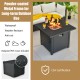 Square propane gas fire pit table with 50,000 BTU output, waterproof cover, and durable metal frame for outdoor use.