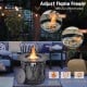 32-inch fire pit table with adjustable flame, 30,000 BTU output, featuring fire glasses and PVC cover for outdoor use.