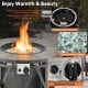 32-inch fire pit table with stainless steel burner, fire glasses, and PVC cover for warmth and outdoor enjoyment.
