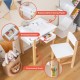Kids art table and chair set with replaceable drawing paper, practical drawer, and ergonomic design for creative.