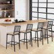 Set of 2 patio bar chairs with detachable cushions and footrests, featuring a stylish industrial design for indoor and.