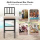 Patio bar chair with detachable cushion, footrest, and metal frame, ideal for indoor and outdoor use.