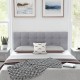 Gray linen upholstered headboard with exquisite button tufting, providing a soft touch and support for full/queen size.
