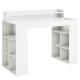 White office computer desk featuring dual 3-tier bookshelves and monitor shelf for ergonomic use and stylish.