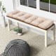 Tufted bench cushion in beige with 6" thickness, made of durable polyester and PP cotton, perfect for indoor and.