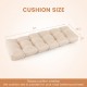 Beige tufted bench cushion measuring 52" x 19.5" x 6", made of soft PP cotton for indoor and outdoor use.