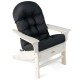 Black patio Adirondack chair cushion with fixing straps, featuring a high-back design and 5" thick padding for comfort.