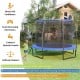 8-foot recreational trampoline with basketball hoop, safety net, and sturdy galvanized steel frame for outdoor fun.
