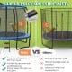 Curved poles and foam cover enhance safety on the 8/10 feet trampoline with basketball hoop for recreational fun.