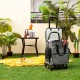 Large gray rolling cooler with detachable bottom plate, featuring a spacious design for 50 cans, ideal for outdoor use.