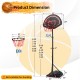 Portable basketball hoop dimensions with adjustable heights, 32-inch shatterproof backboard, and durable base for.