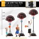 Portable basketball hoop stand featuring a height adjustable knob, sturdy steel rim, and durable construction for.