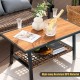 Rectangular patio coffee table set with high-temp resistant DPC material, featuring a shelf for extra storage, ideal.