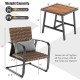 Patio rattan chair with lumbar pillow, featuring a sturdy metal frame and hand-woven PE rattan for outdoor comfort.