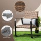 Hand-woven mix brown PE rattan chair with bonus lumbar pillows, designed for comfort and stability in outdoor settings.