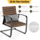 Single chair from the 3 Pieces Patio Rattan Conversation Set with 4D air fiber cushion, featuring a sturdy metal frame.