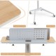 Height adjustable mobile standing desk with rounded corners, stable base, and detachable holder for music sheets.