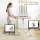 Height adjustable mobile standing desk with detachable holder and 4 universal wheels for easy movement and stability.