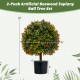 Artificial boxwood topiary ball tree set with orange fruit, 22" tall, perfect for home decoration in any room.