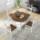 Round kitchen dining set featuring a drop leaf table and four ergonomic chairs, perfect for family gatherings.