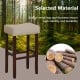 Backless upholstered bar stool with solid rubber wood legs, beige linen fabric, ideal for dining or kitchen use.
