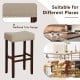 Backless beige bar stool with solid rubber wood legs and nailhead trim, perfect for kitchen, dining, or bar use.
