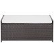 Patio storage bench with seat cushion, made of brown PE rattan, 34-gallon capacity, ideal for outdoor use.